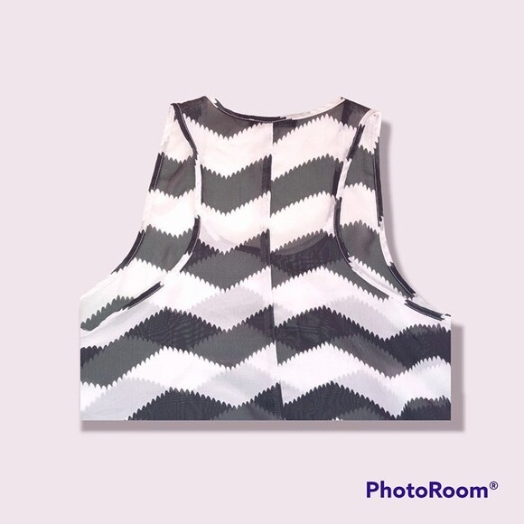 Madison Paige Chevron Stripe Mesh Tank-Medium-Oversized-Handkercheif Hem-Sheer - Picture 4 of 5